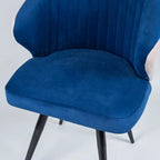 Dual-Colored Blue & Cream Plush Velvet Accent Chair