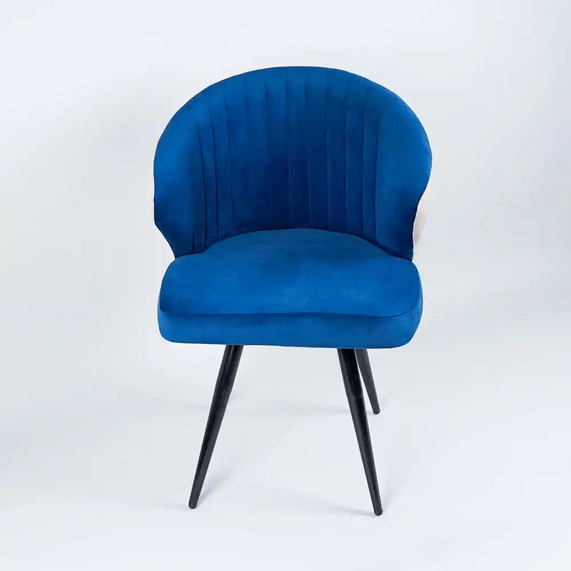 Dual-Colored Blue & Cream Plush Velvet Accent Chair