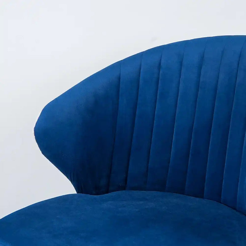 Dual-Colored Blue & Cream Plush Velvet Accent Chair