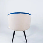 Dual-Colored Blue & Cream Plush Velvet Accent Chair