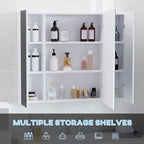 Dual LED Strip With Three Door White Bathroom Mirror Cabinet