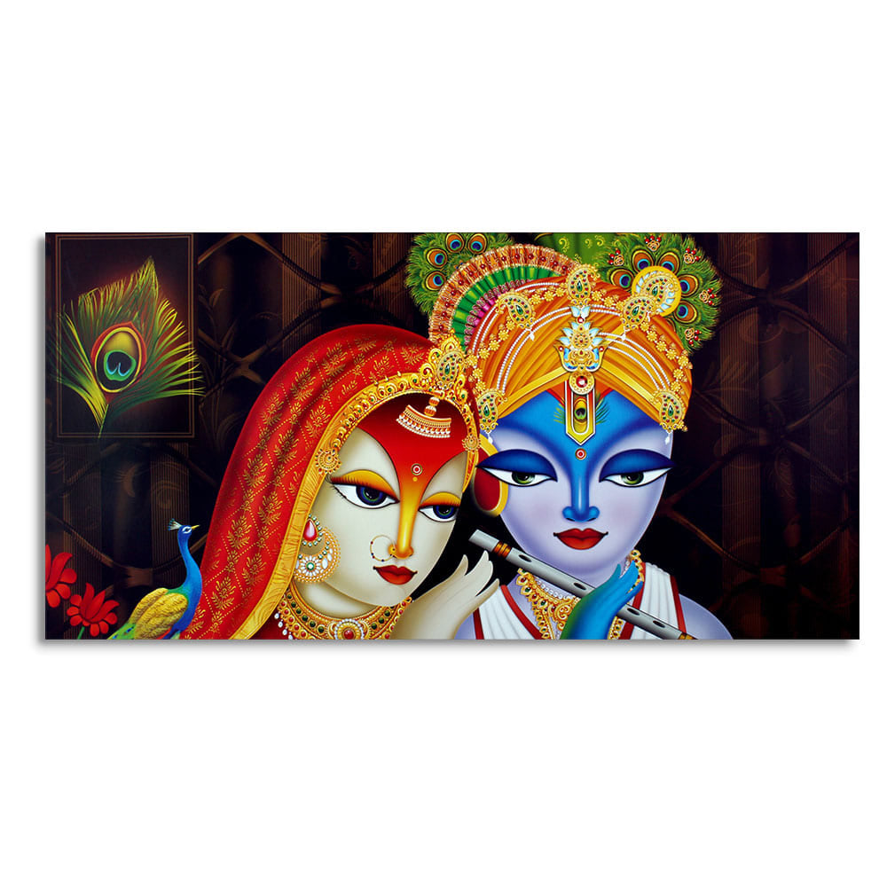 Dwarkadhish Krishna with Radha Canvas Wall Painting