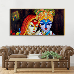 Dwarkadhish Krishna with Radha Canvas Wall Painting