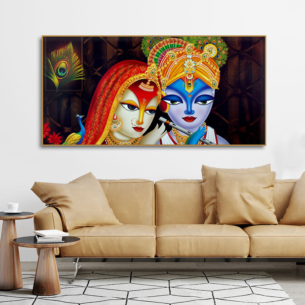 Dwarkadhish Krishna with Radha Canvas Wall Painting