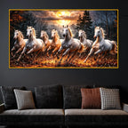 Dynamic Horse Group Wall Art Crystal Glass Finish Painting