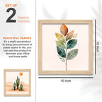 Earth Tone Minimal Art of Botanical Leaf Wall Frame Set of Four
