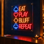 Eat Play Bluff Repeat Multicolour Neon Wall Light for Home Decor