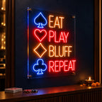 Eat Play Bluff Repeat Multicolour Neon Wall Light for Home Decor