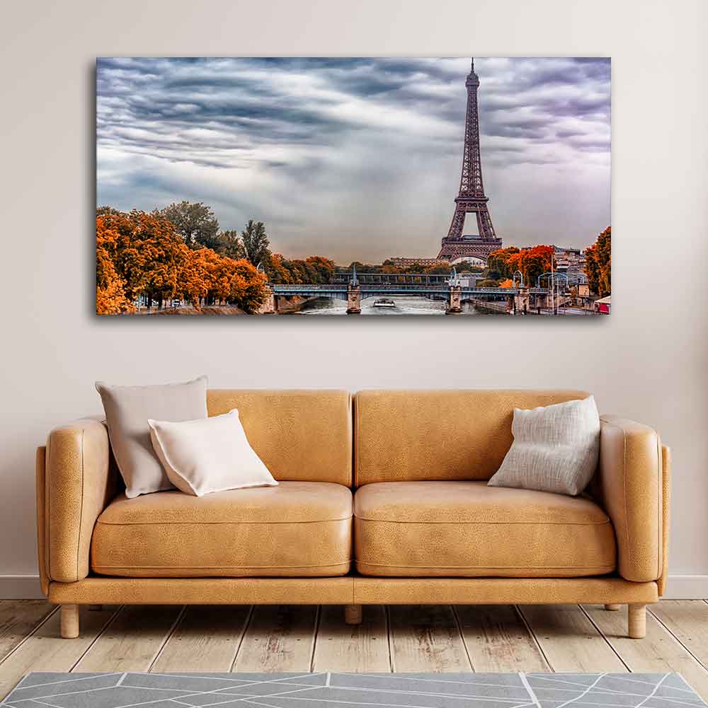 Eiffel Tower and Seine River Bedroom Wall Painting