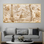 Eiffel Tower, Capitol & Statue of Liberty Luxury 3D Canvas Wall Painting