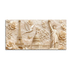 Eiffel Tower, Capitol & Statue of Liberty Luxury 3D Canvas Wall Painting