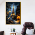 Eiffel Tower Paris Night Scene Metal Floating Frame Crystal Wall Painting