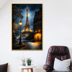 Eiffel Tower Paris Night Scene Metal Floating Frame Crystal Wall Painting
