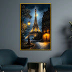 Eiffel Tower Paris Night Scene Metal Floating Frame Crystal Wall Painting