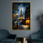 Eiffel Tower Paris Night Scene Metal Floating Frame Crystal Wall Painting