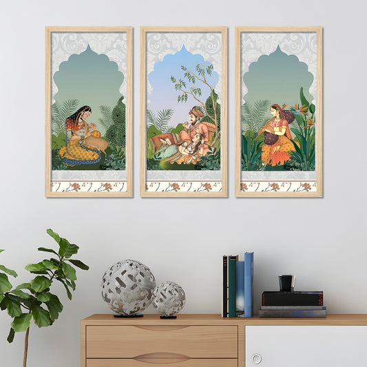 Elegance of the East Royal Mural Art Wall Frame Set of Three