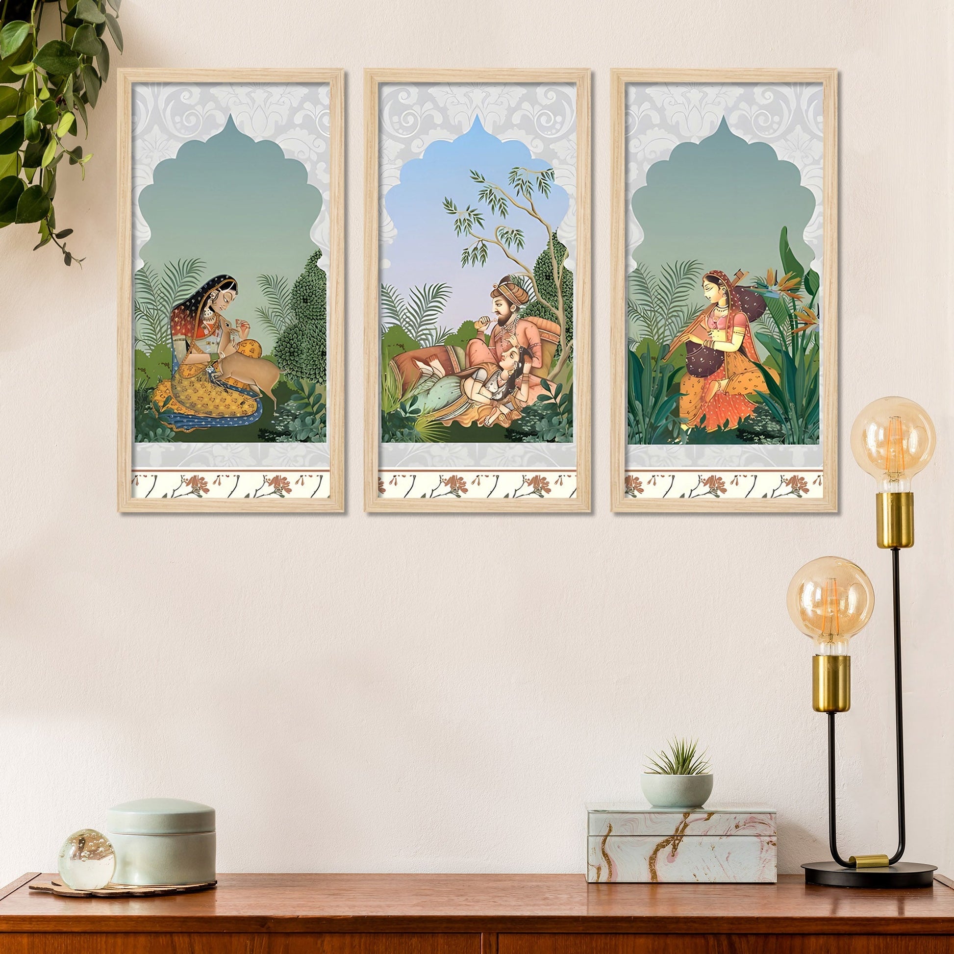 Elegance of the East Royal Mural Art Wall Frame Set of Three