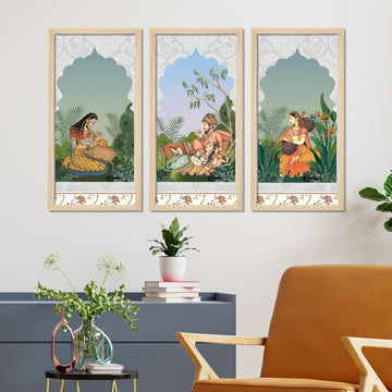 Elegance of the East Royal Mural Art Wall Frame Set of Three