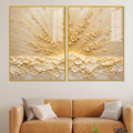 Elegant 3D Floral Radiance Acrylic Floating Wall Painting Set of 2