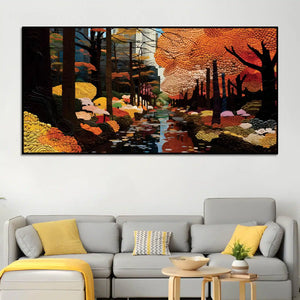 Elegant Abstract Fall Forest Canvas Painting