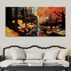 Elegant Abstract Fall Forest Canvas Painting