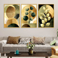 Elegant Abstract Leaf Canvas Wall Painting Set of Three for Bedroom