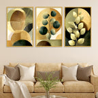 Elegant Abstract Leaf Canvas Wall Painting Set of Three for Bedroom