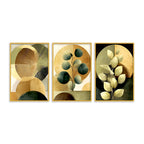 Elegant Abstract Leaf Canvas Wall Painting Set of Three for Bedroom