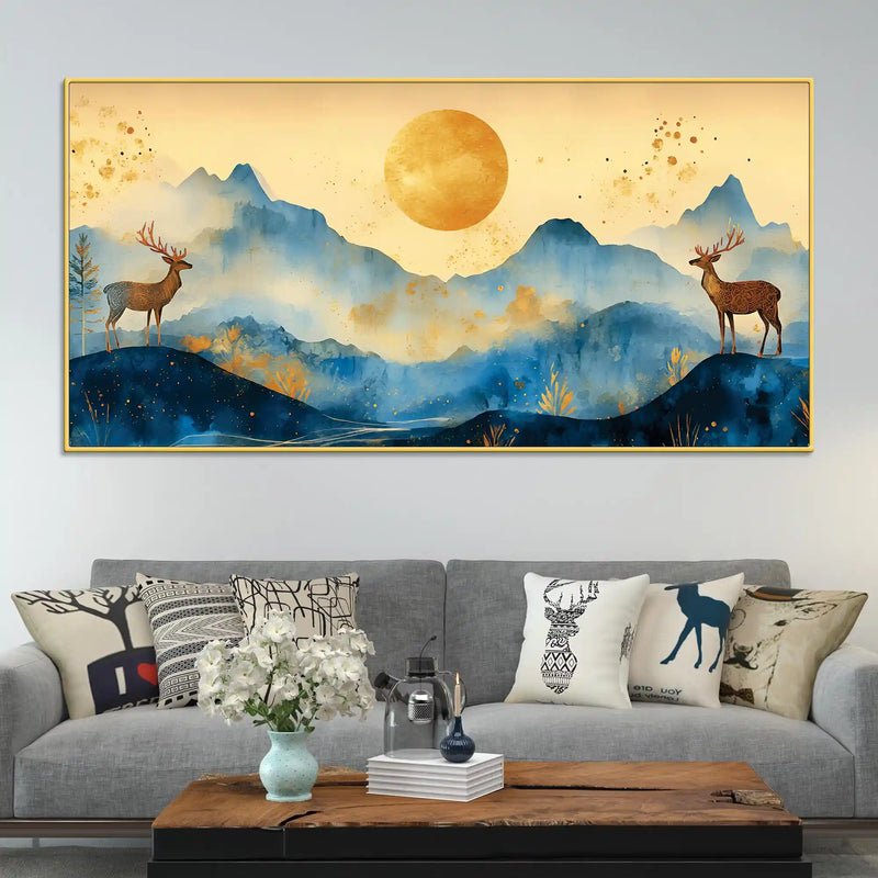Elegant Abstract Mountain Scene Canvas Painting