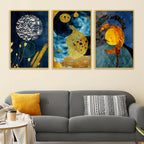 Elegant Abstract Textured Canvas Wall Art Painting Set of Three for Home Decor