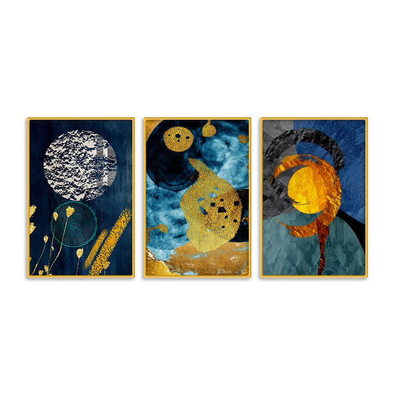 Elegant Abstract Textured Canvas Wall Art Painting Set of Three for Home Decor
