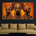 Elegant African Women Floating Frame Crystal Wall Painting