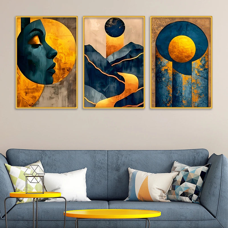Elegant Artistic Abstract Canvas Wall Painting Set of Three
