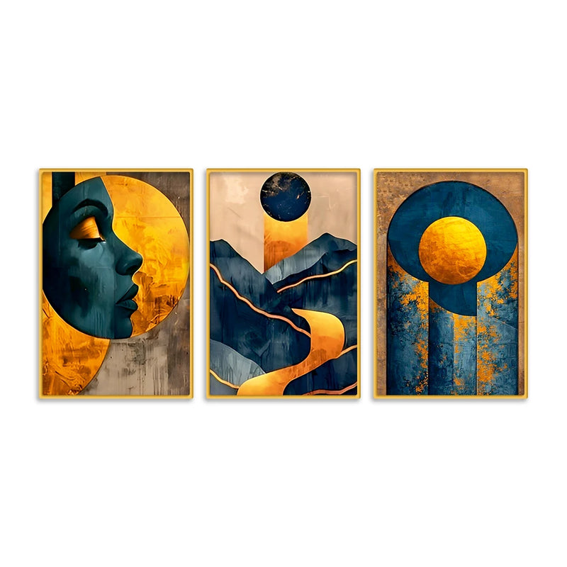 Elegant Artistic Abstract Canvas Wall Painting Set of Three