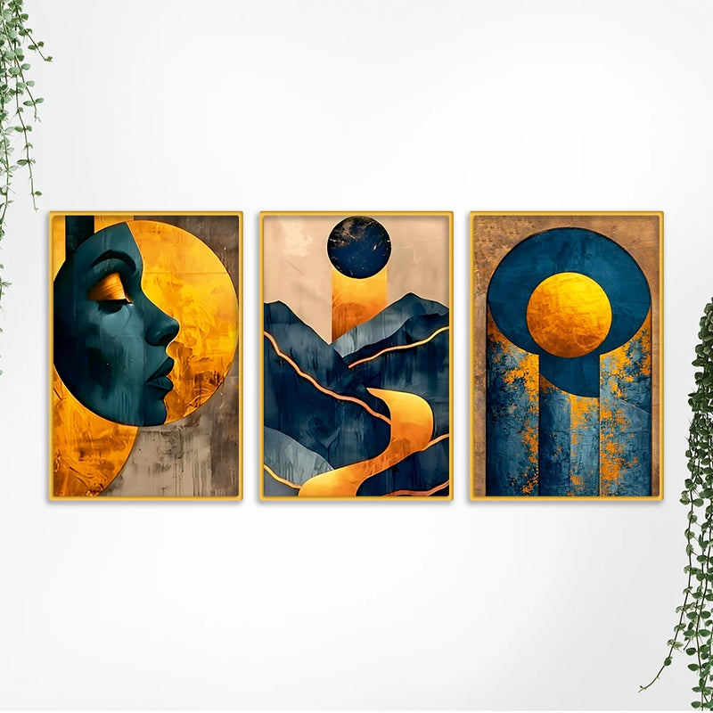 Elegant Artistic Abstract Canvas Wall Painting Set of Three