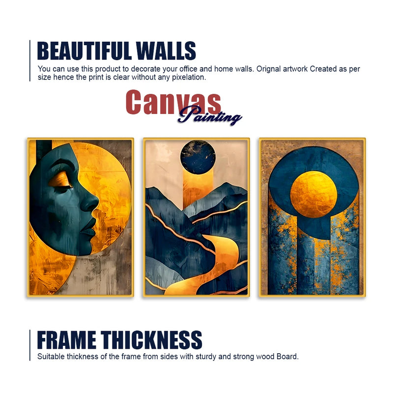 Elegant Artistic Abstract Canvas Wall Painting Set of Three