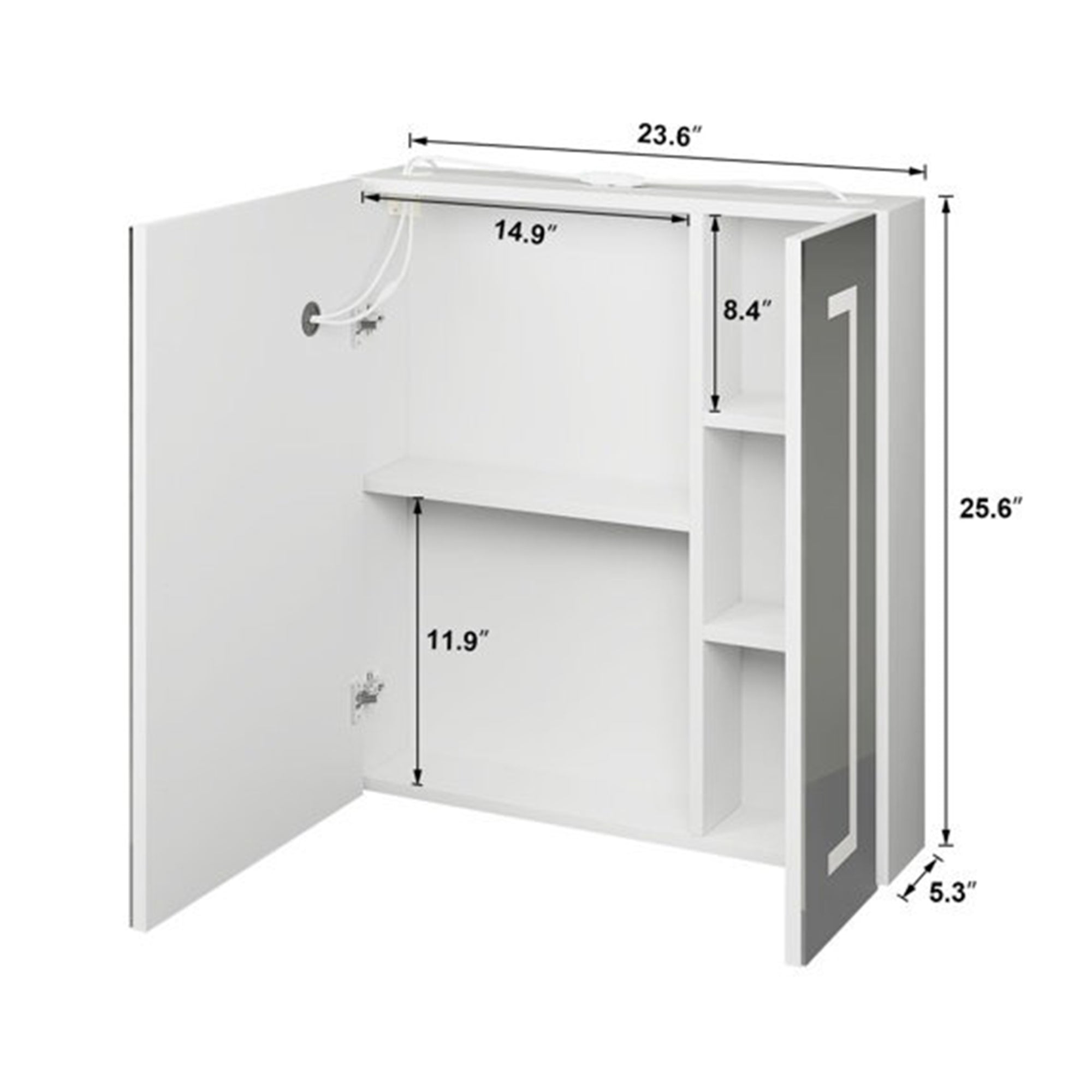 Elegant Bathroom Cabinet Mirror with Gold Accents and Dual LED Panels