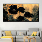 Elegant Black Floral Canvas Wall Art Abstract Painting