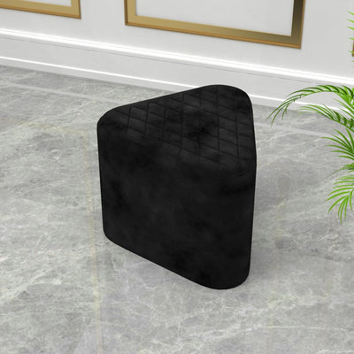Elegant Black Ottoman Pouffe with Diamond-Stitch Top
