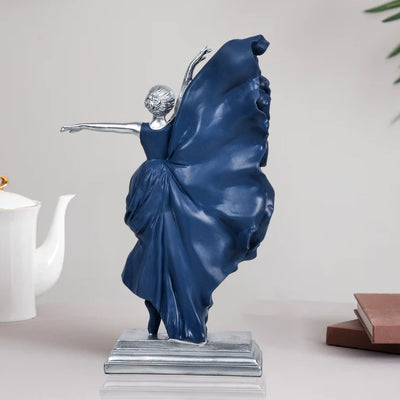 Elegant Blue Dress Dancing Girl Statue Table Decoration Showpiece