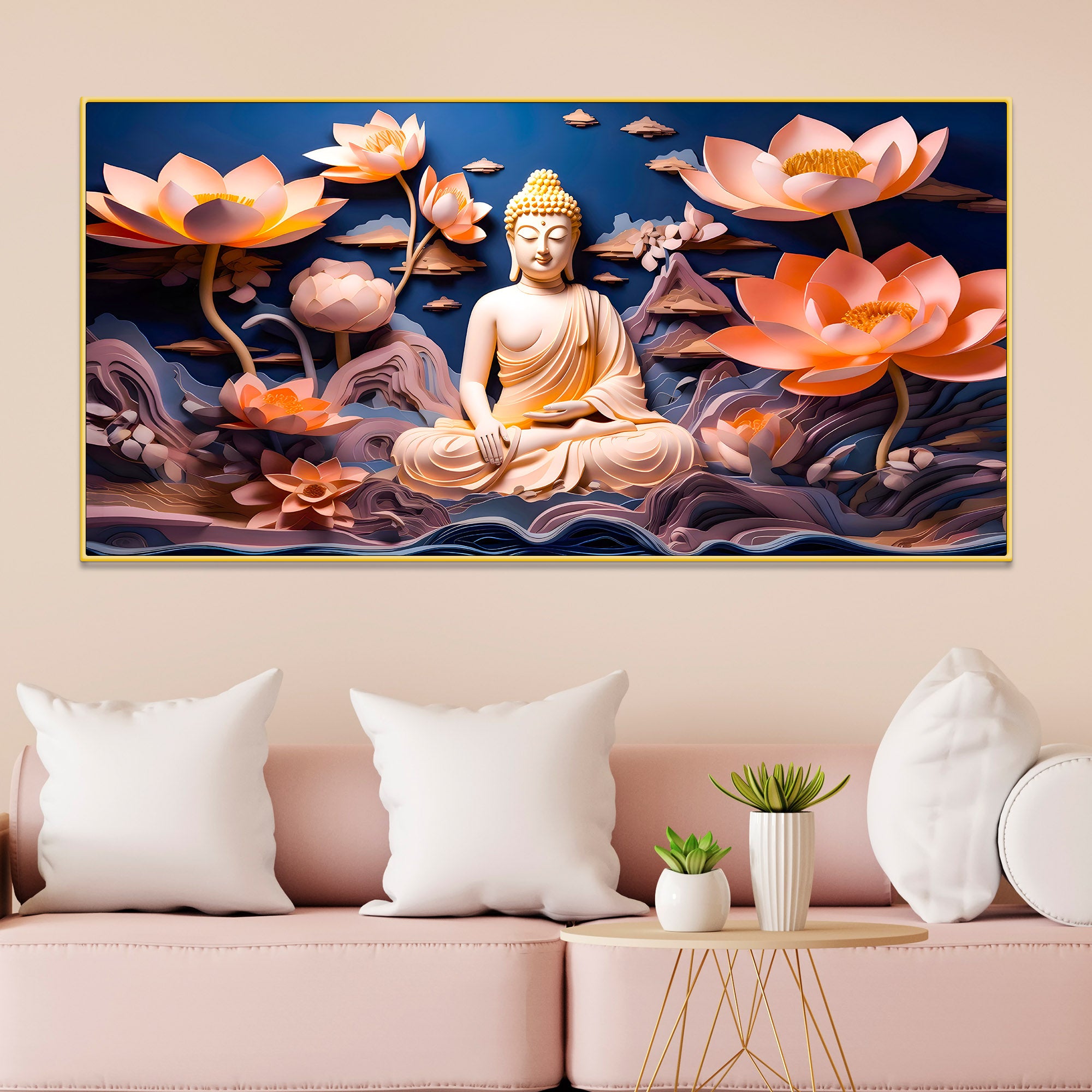 Elegant Buddha Canvas Wall Painting for Luxury Home Styling