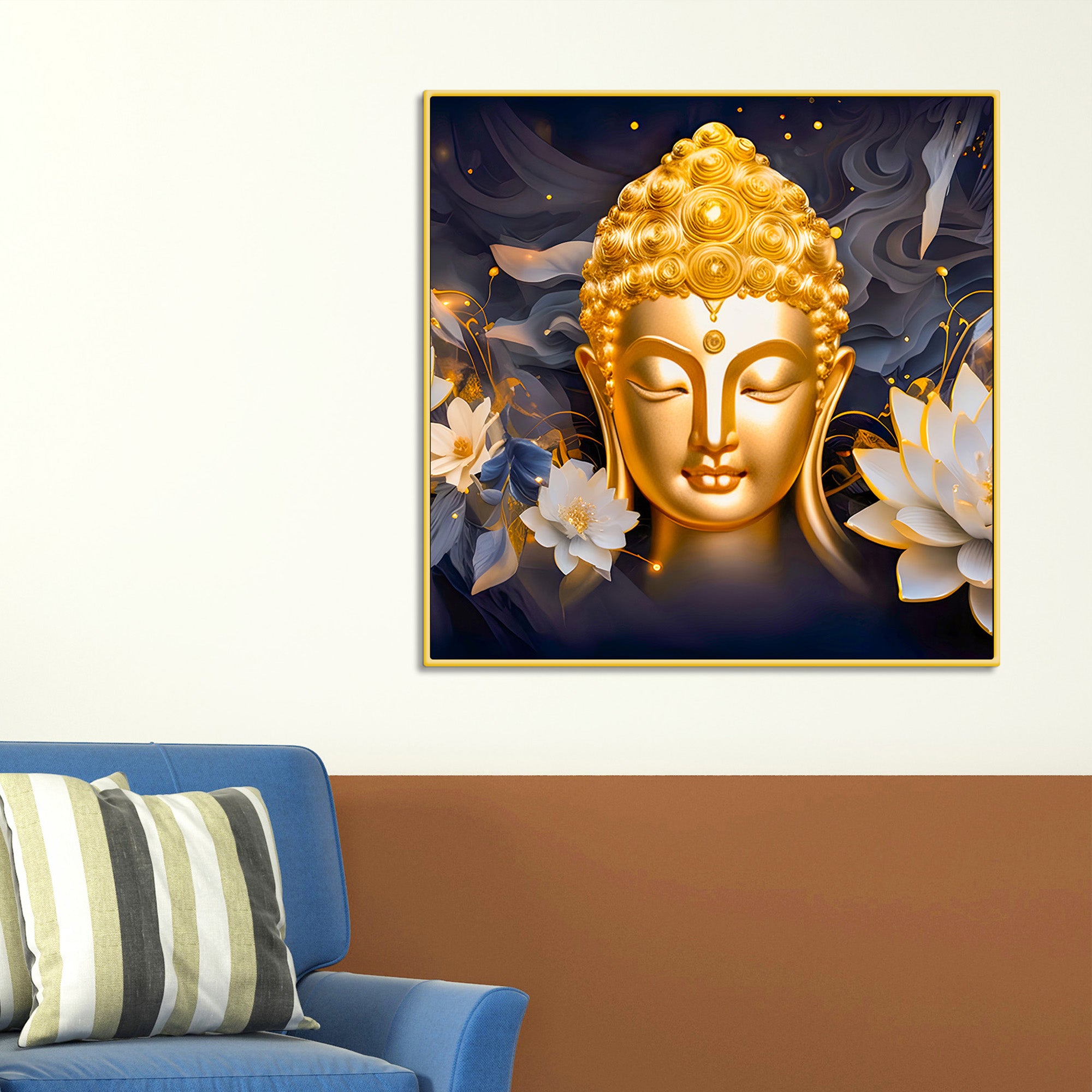 Elegant Buddha Face Lotus Wall Painting for Home