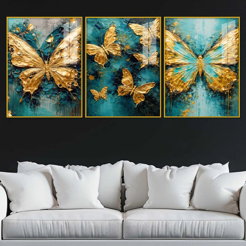 Elegant Butterfly Fantasy Acrylic Painting Set of 3