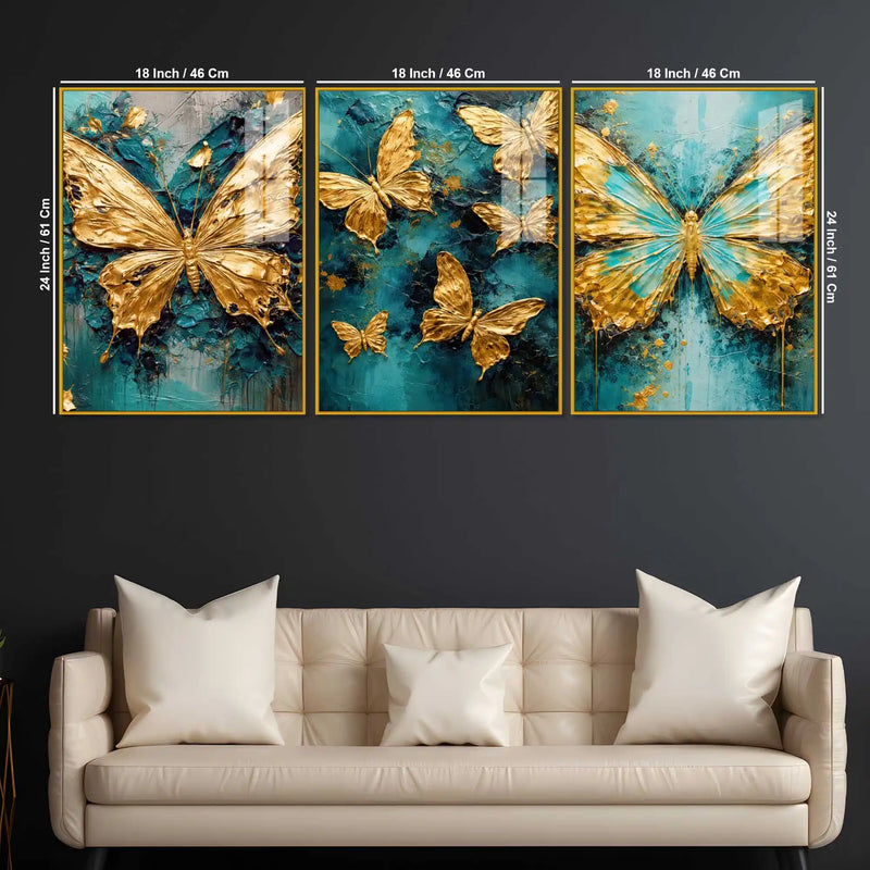Elegant Butterfly Fantasy Acrylic Painting Set of 3