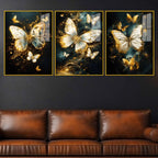 Elegant Butterfly Glow Floating Acrylic Painting Set of 3