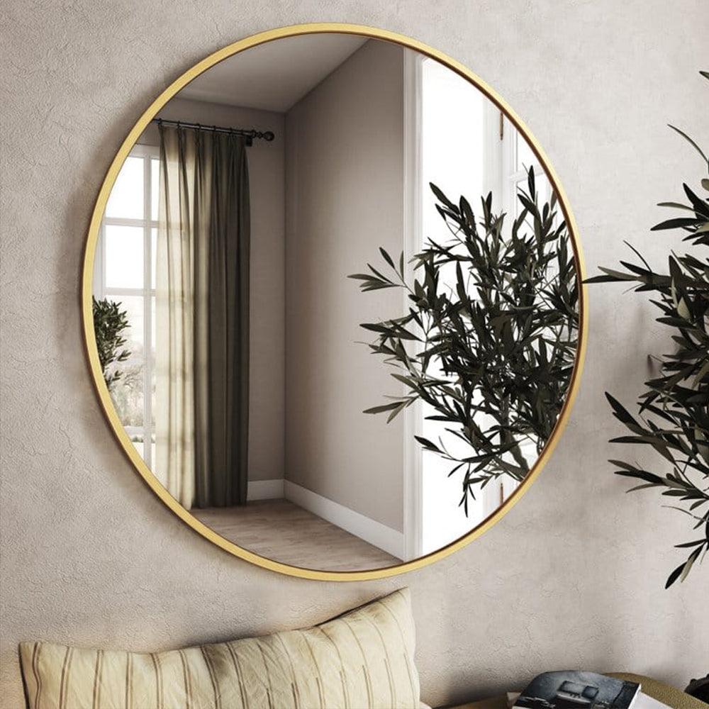 Elegant Circle Wall Mirror with Slim Golden Frame