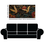 Elegant Crane Pair Over Ocean Waves Premium 3D Canvas Wall Painting