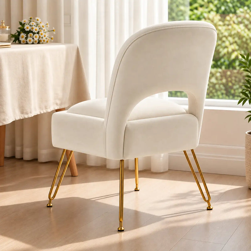 Elegant Cream Upholstered Chair with Open Back Design