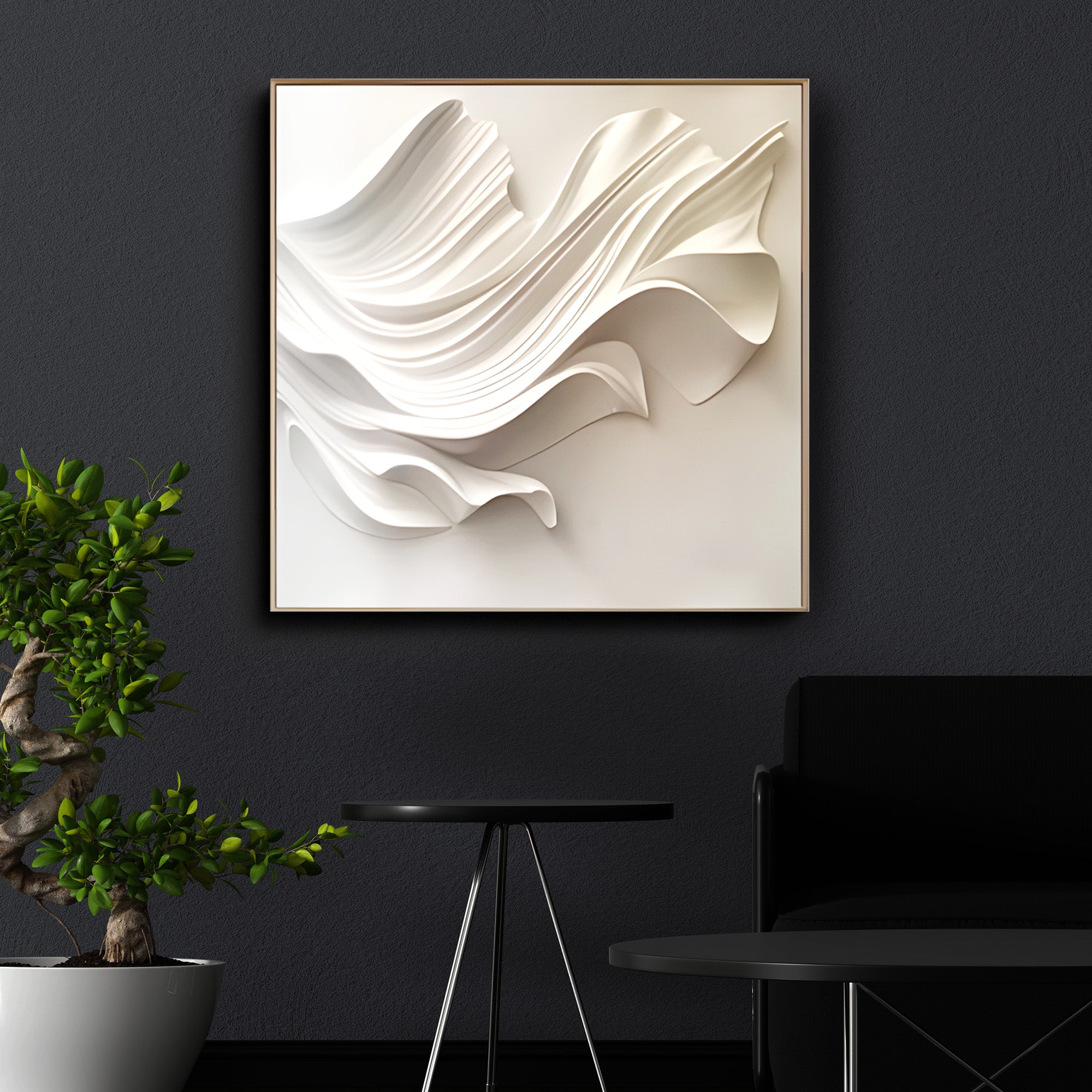 Elegant Curved White Wall Decor Art Framed Contemporary Spaces