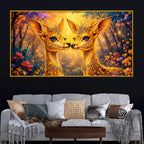 Elegant Deer Pair Crystal Glass Wall Art Painting